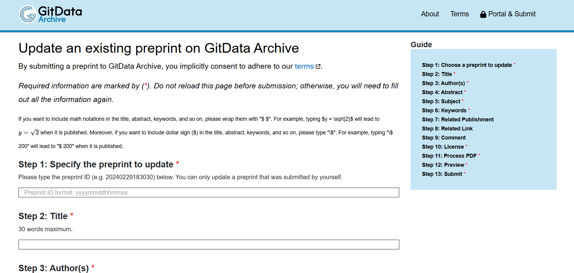 gitdata archive submit update